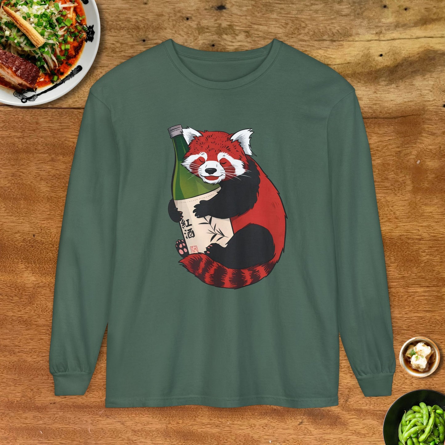 Sake Loving Red Panda Soft Long Sleeve T-Shirt