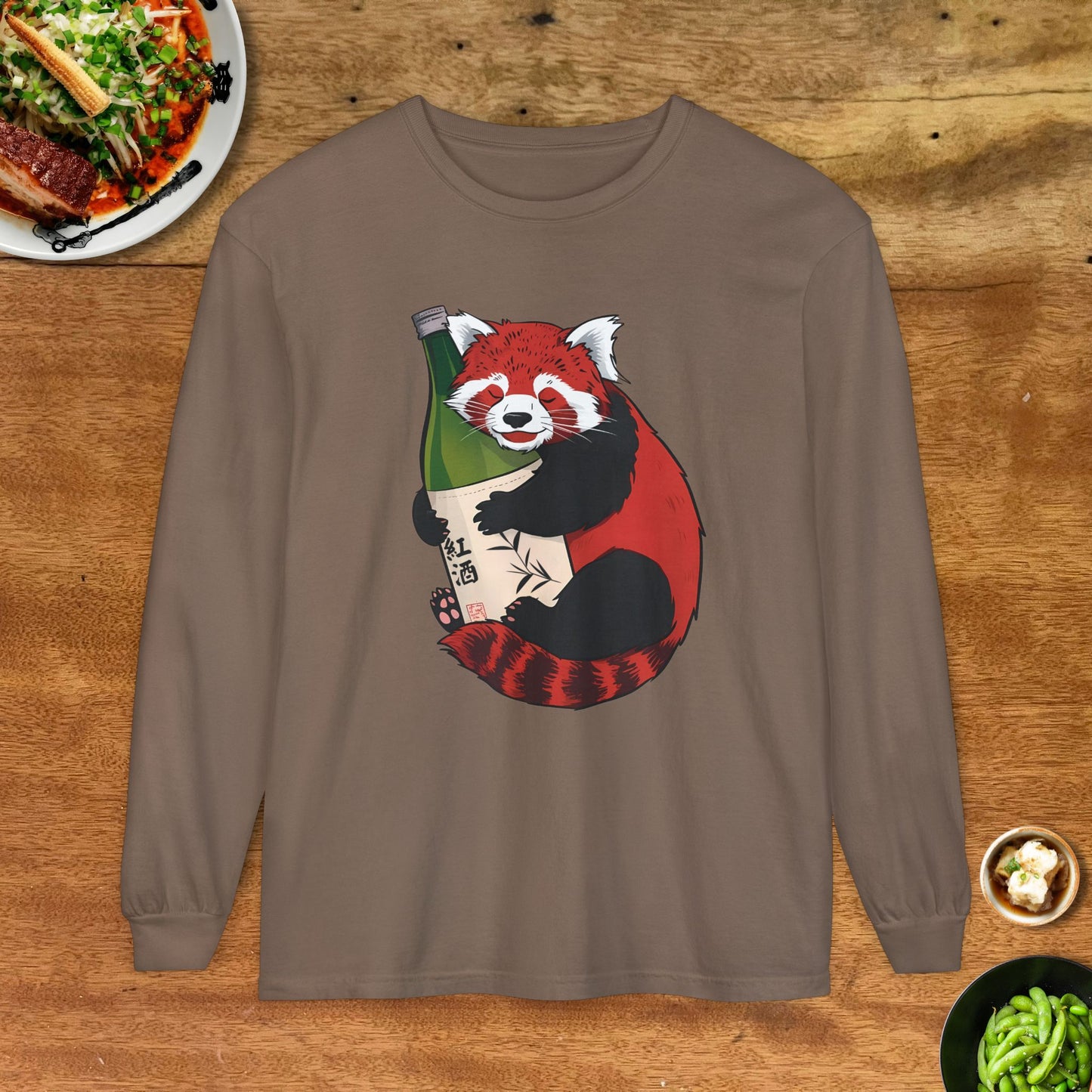 Sake Loving Red Panda Soft Long Sleeve T-Shirt