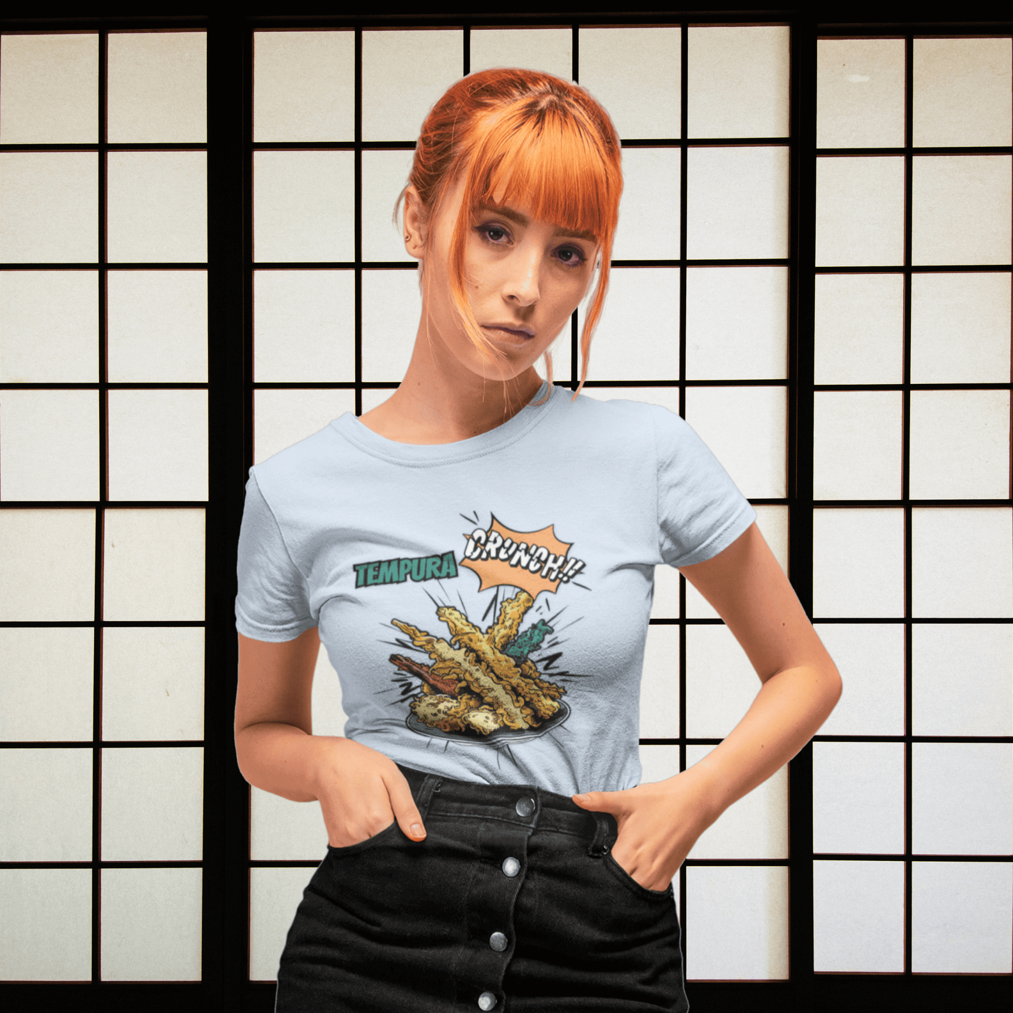Tempura Crunch T-Shirt Front on Woman