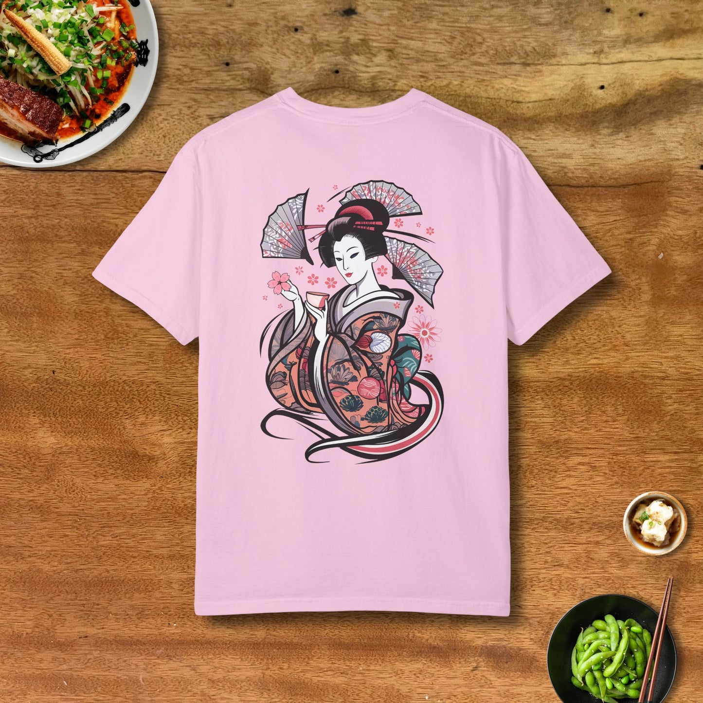 Sakura Sake Geisha T-Shirt Back Lite Pink