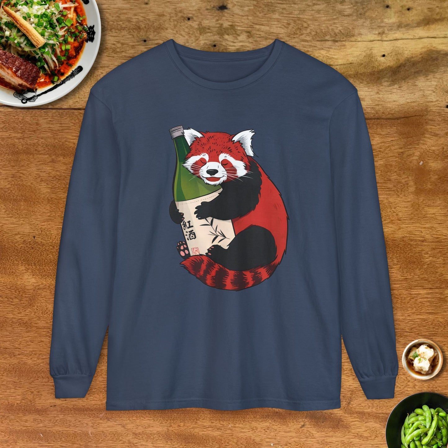 Sake Loving Red Panda Soft Long Sleeve T-Shirt