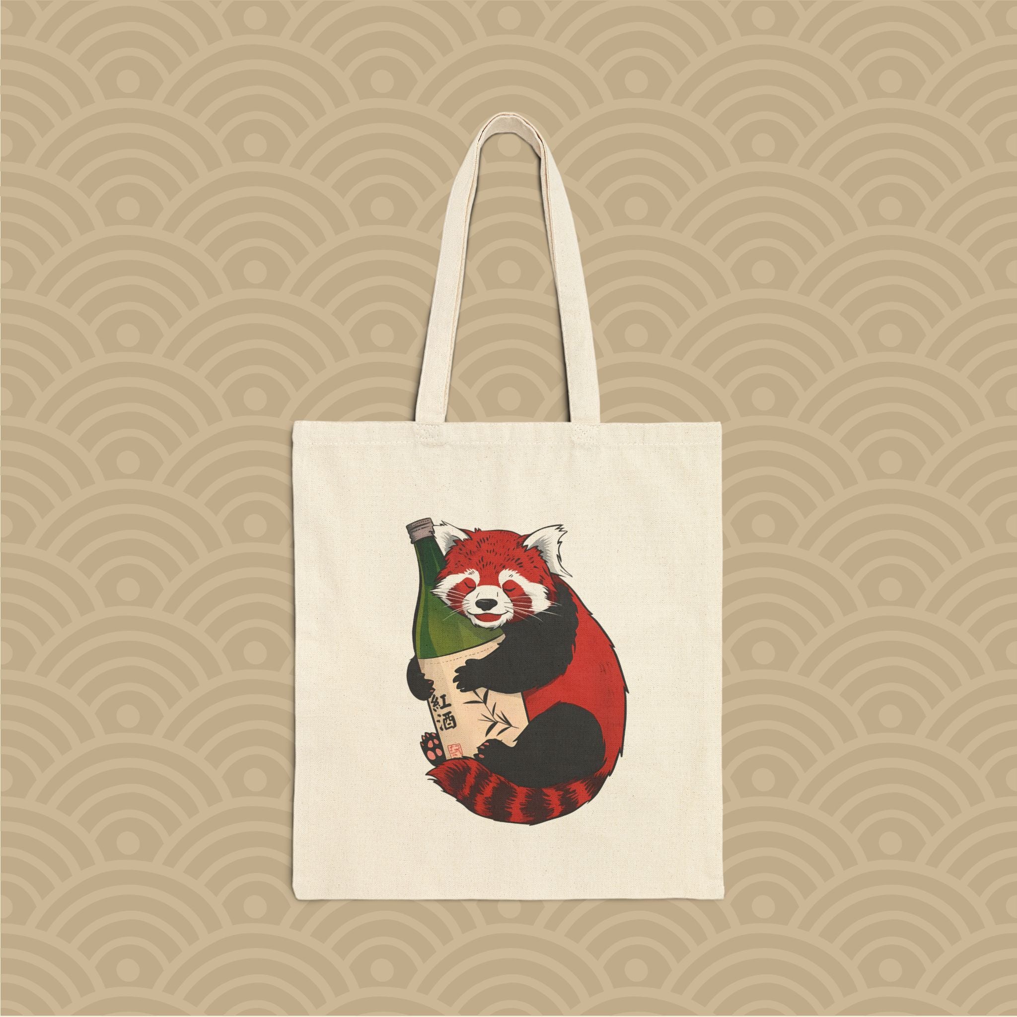 Red Sake Panda Tote Bag