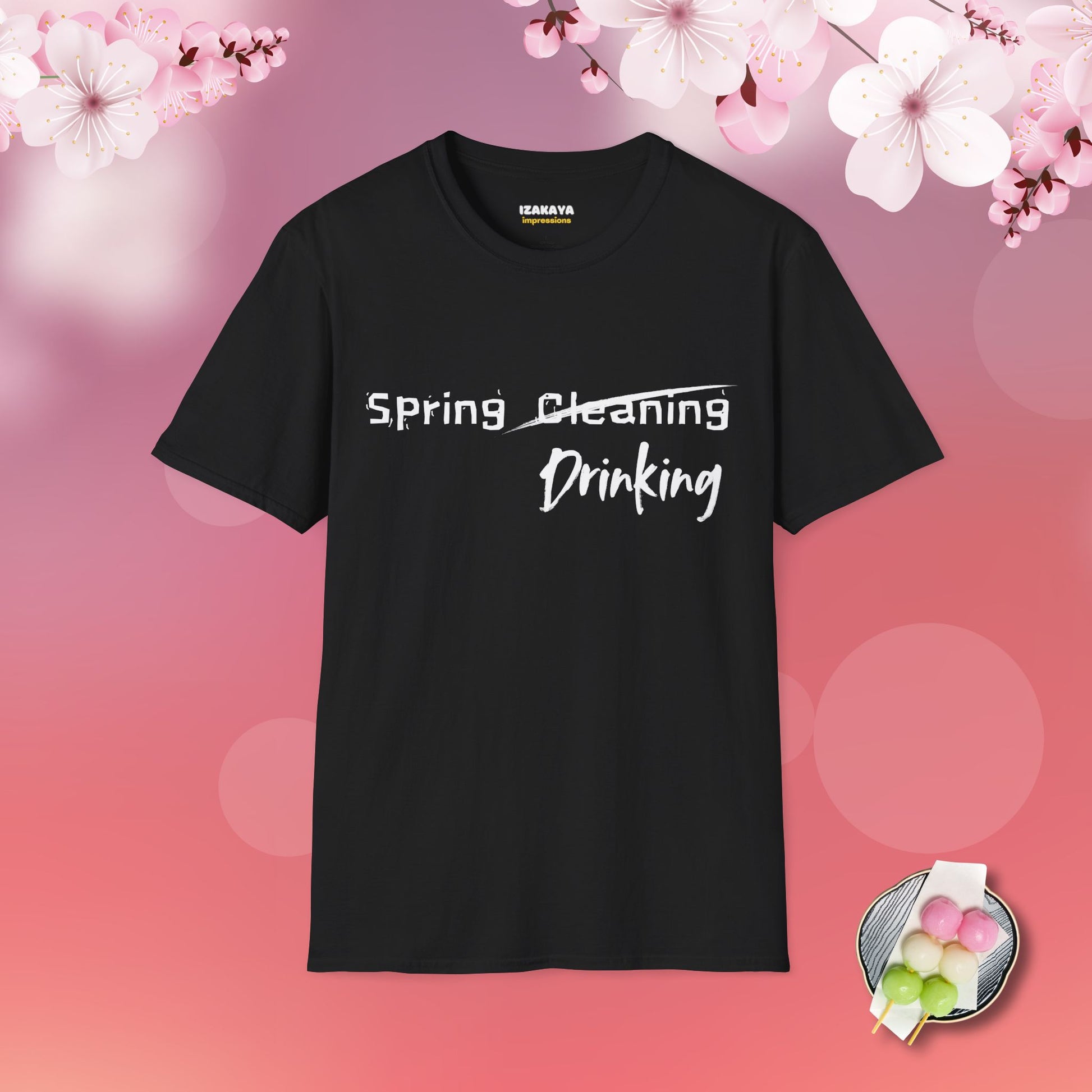Spring Drinking T-Shirt Black Front