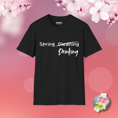 Spring Drinking T-Shirt Black Front