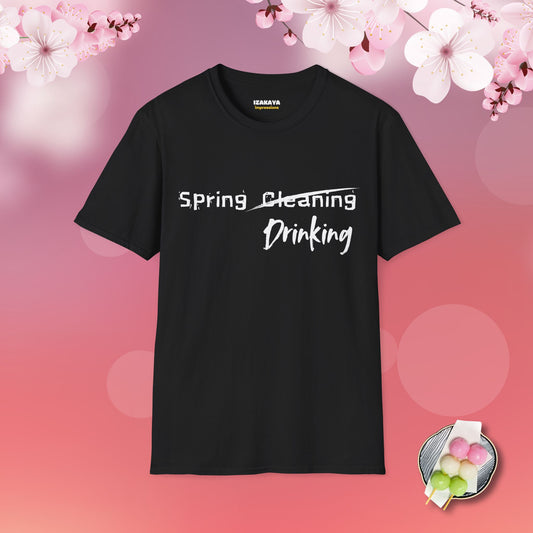 Spring Drinking T-Shirt Black Front