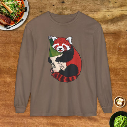 Sake Loving Red Panda Soft Long Sleeve T-Shirt