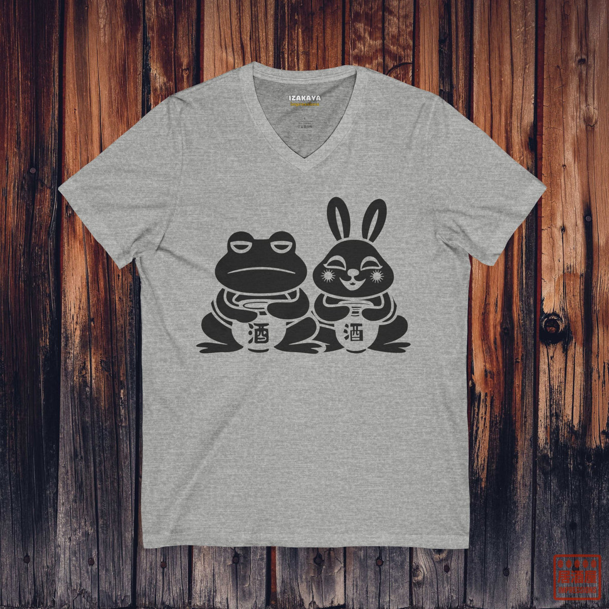 Sake Frog & Rabbit V-Neck T-Shirt