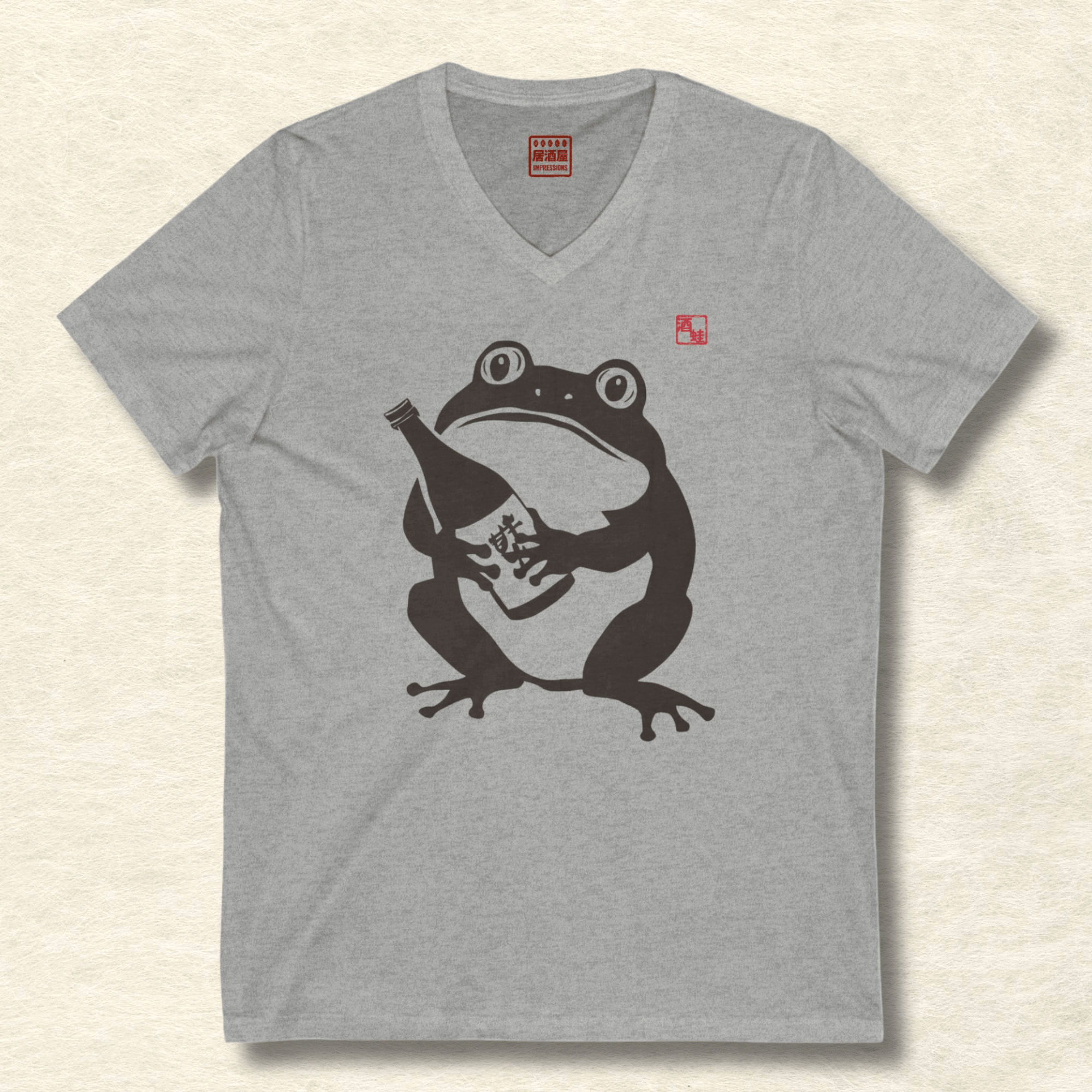 Sake Frog V-Neck T-Shirt
