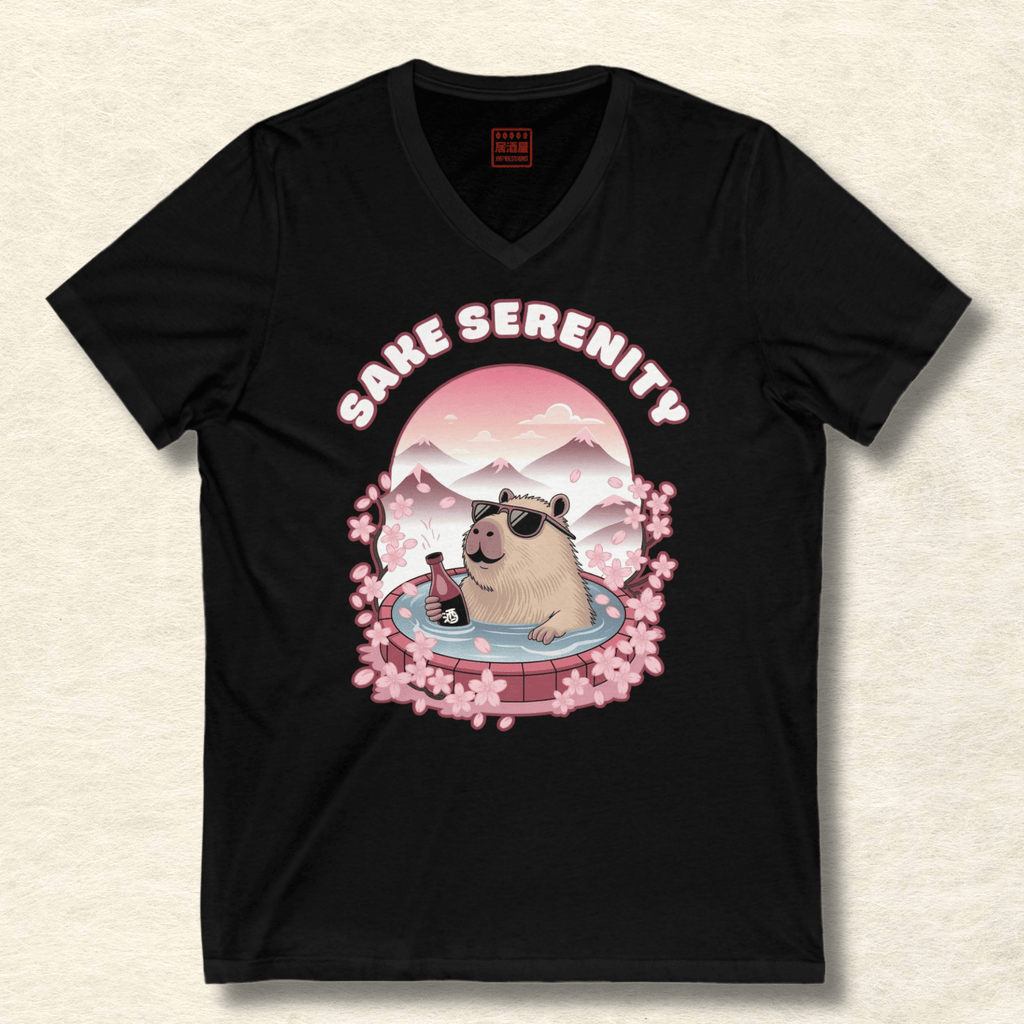 Capybara Sake V-Neck T-Shirt