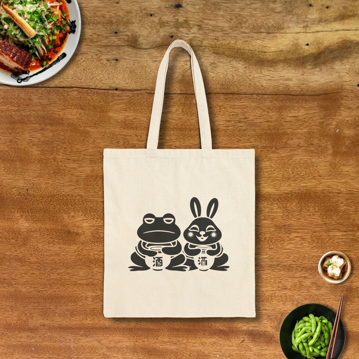 Sake Frog & Rabbit Tote Bag