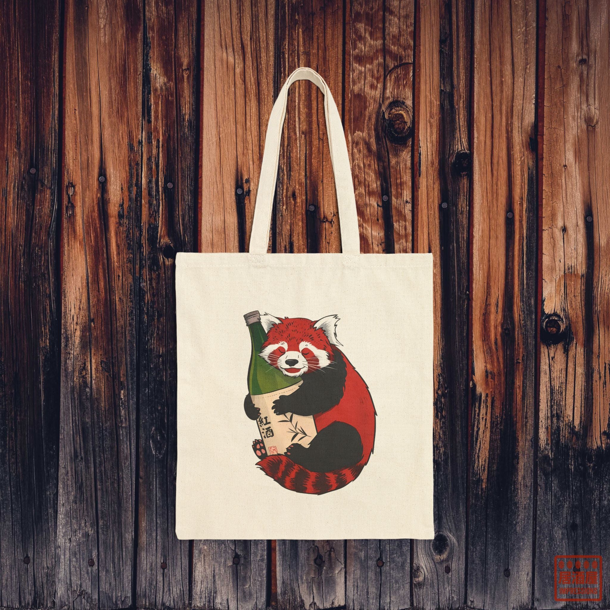 Red Sake Panda Tote Bag