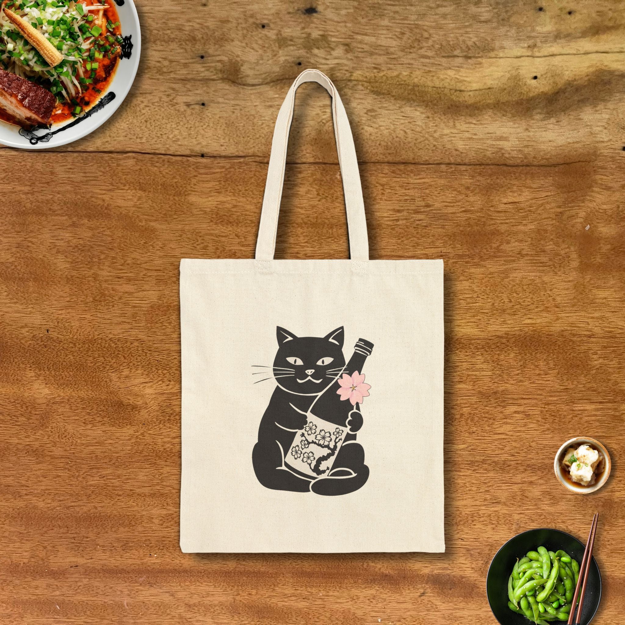 Sakura Sake Cat Tote Bag