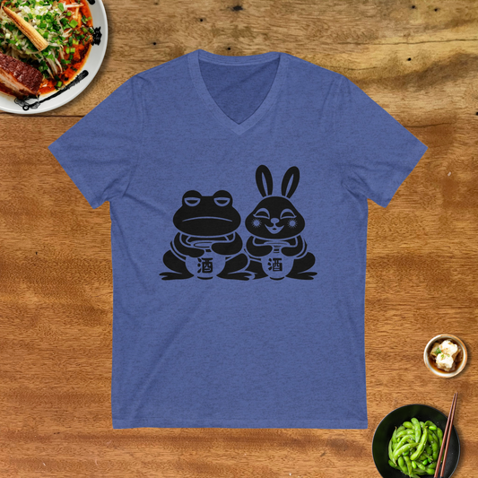 Sake Frog & Rabbit V-Neck Tee