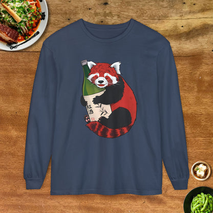 Sake Loving Red Panda Soft Long Sleeve T-Shirt