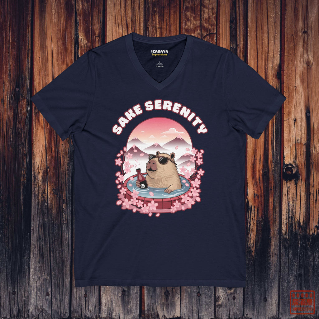 Capybara Sake V-Neck T-Shirt