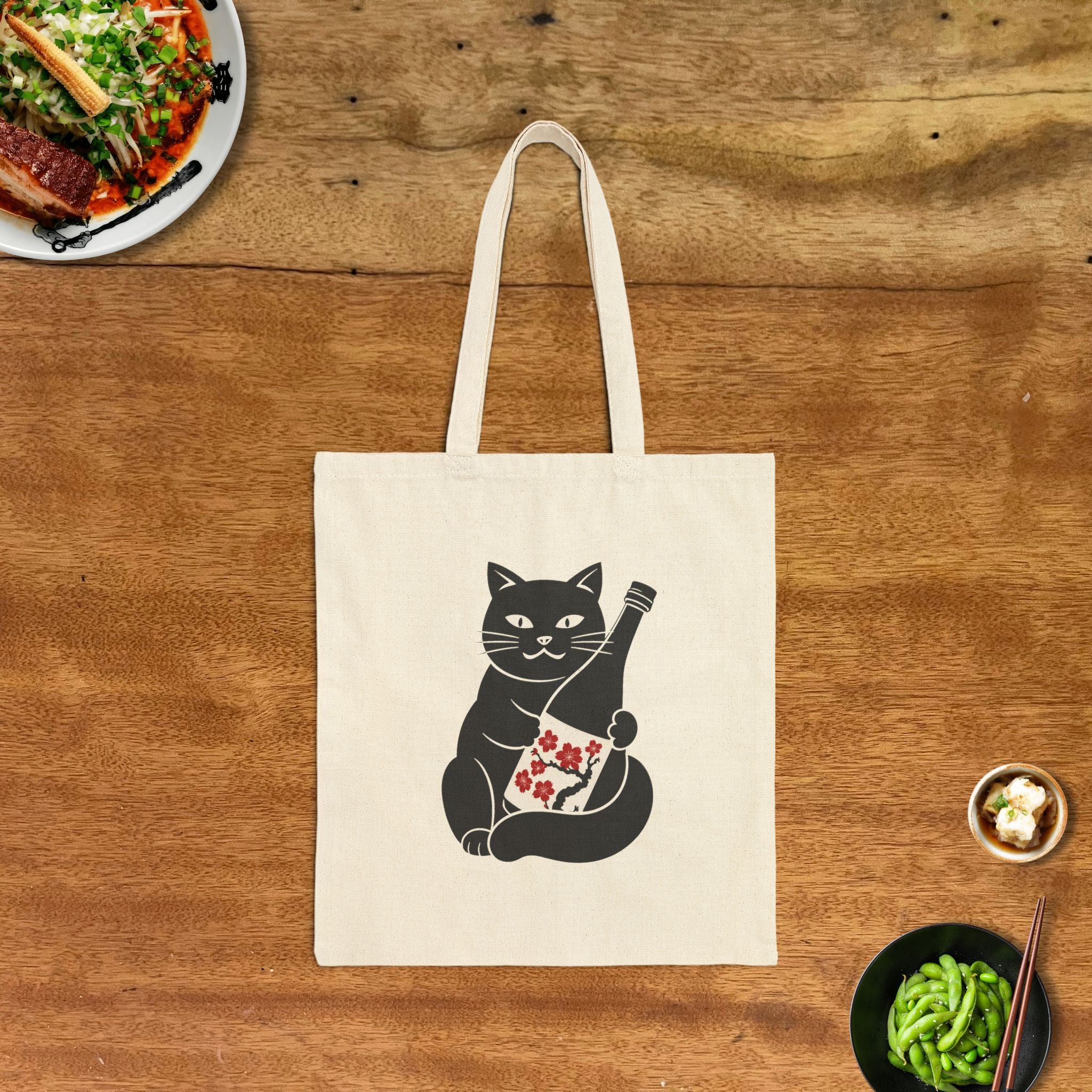 Sakura Sake Cat Tote Bag
